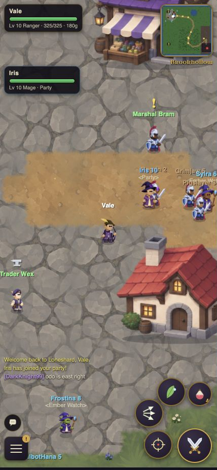 Two real players adventuring together with simulated regulars