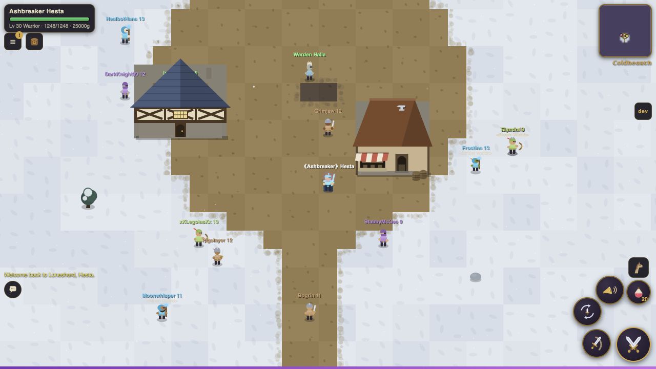 The snowy settlement of Coldhearth in the Frostspire Reaches